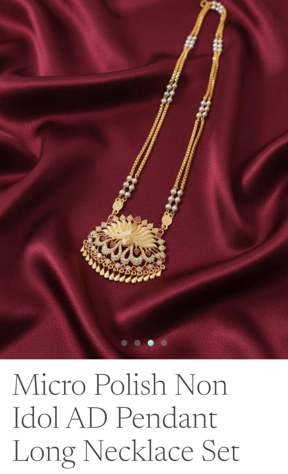 Micro Polish Non Idol AD Pendant Long Necklace Set